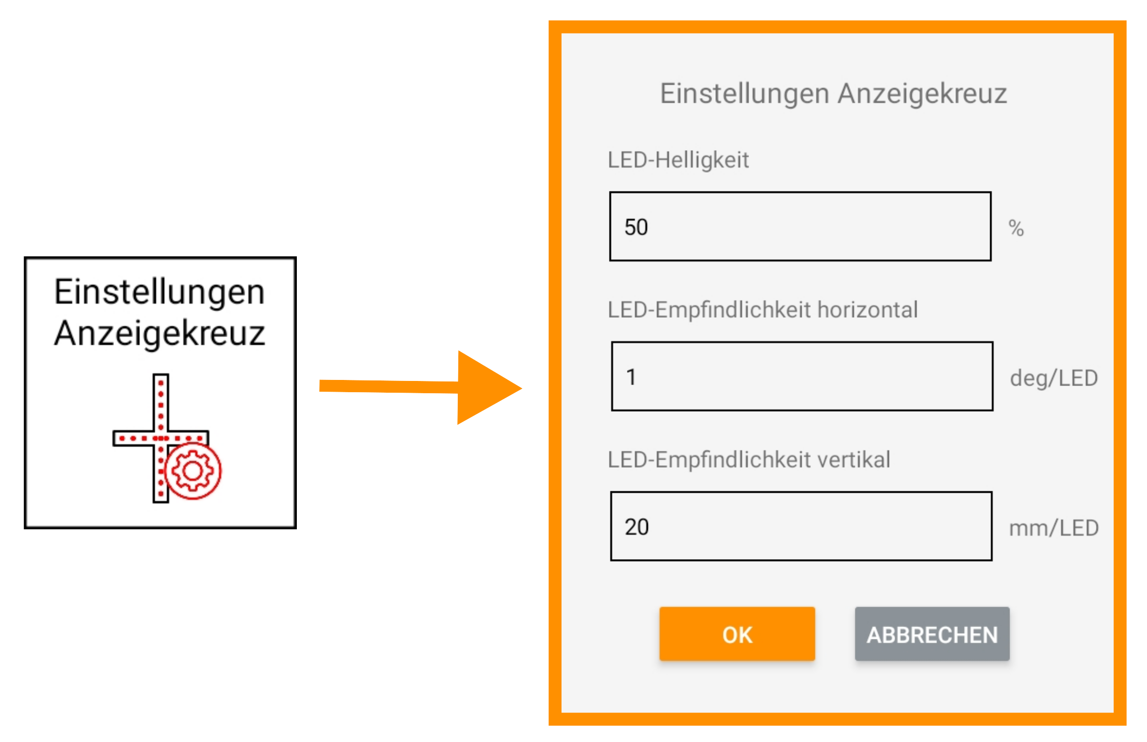 Anzeige Einstellungen Button