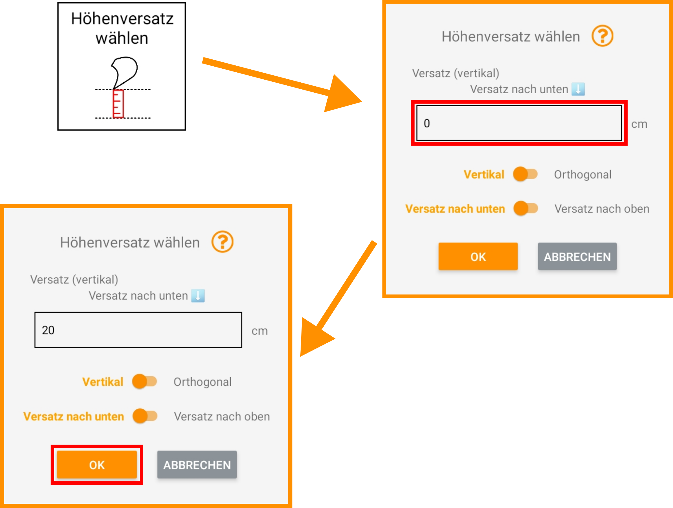 Versatz wählen Button